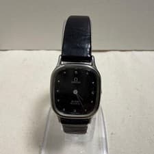 Omega De Ville Quartz Watch Genuine Leather Strap Buckle Used