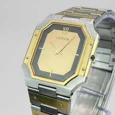 Seiko Credor 9570 5210 Dress Quartz Watch 14K 18K Bezel Unisex wrist 18cm