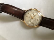 Vintage 18K Gold Reynols Mens Swiss Chronograph 17 Rubis
