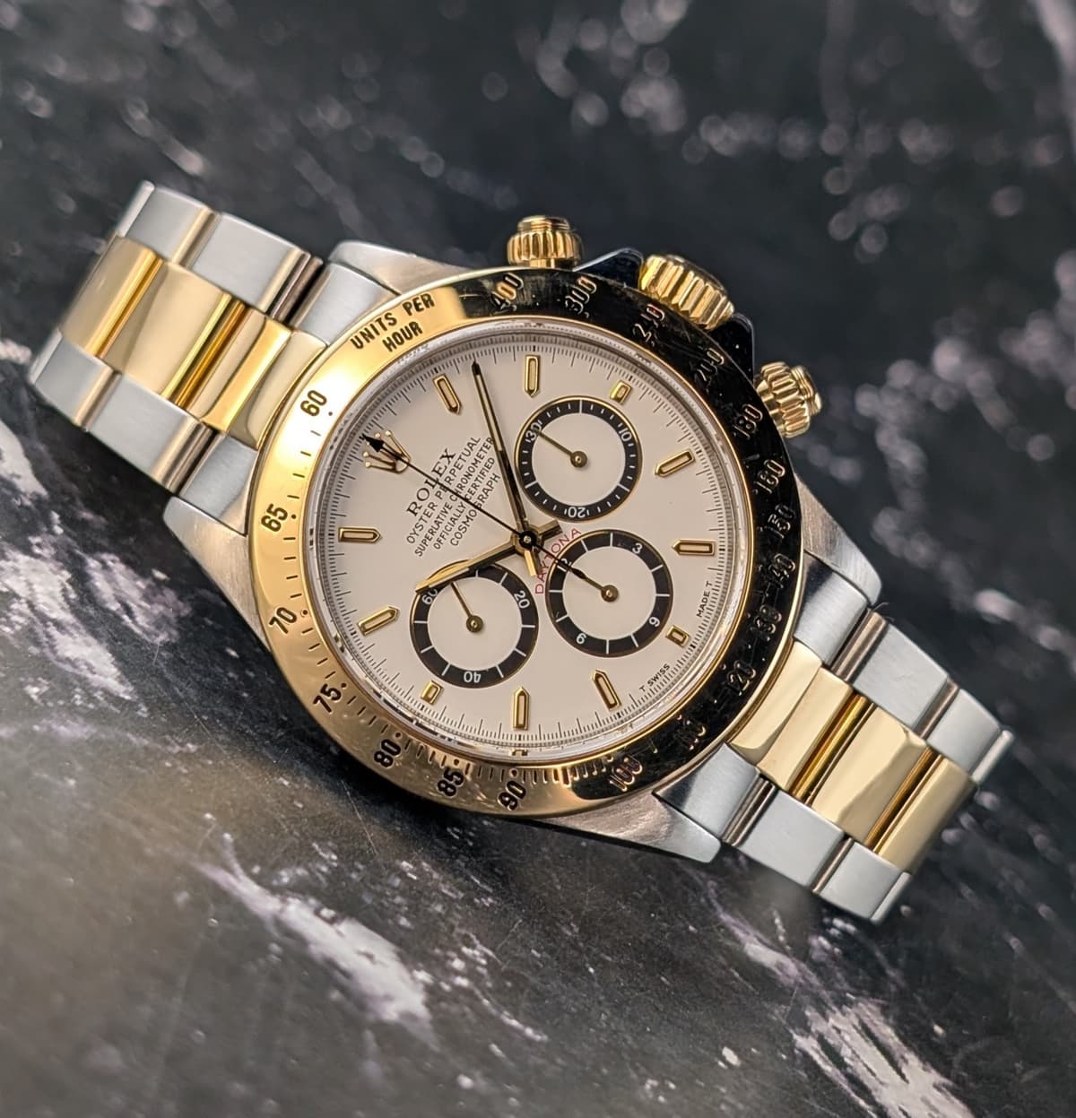 RARE Inverted 6 1991 Rolex Zenith Daytona 16523 Steel 18K Gold White Dial 40mm