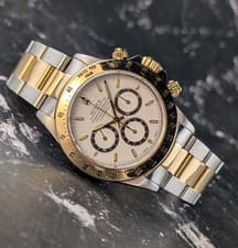 RARE Inverted 6 1991 Rolex Zenith Daytona 16523 Steel 18K Gold White Dial 40mm
