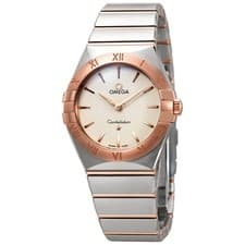 Omega Constellation Manhattan White Silvery Dial 28 mm Ladies Watch