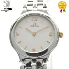 Vintage [ MINT ] OMEGA Deville White Dial Silver Gold Women's Watch JAPAN