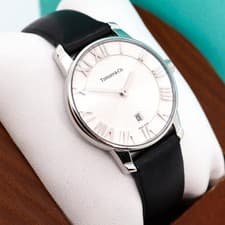 Tiffany & Co Quartz Silver Black Fully Serviced New Battery Working With Box