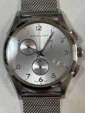 HAMILTON Jazzmaster Chronograph Men's Watch Silver Used From Japan