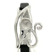 The Nishiogi Udjatai Quartz silver diamond Seconds Hand Leather Mint condition
