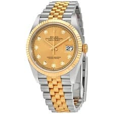 Rolex Datejust 36 Champagne Diamond Dial Men's Steel and 18kt Yellow Gold