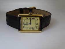 Cartier Must Tank Vermeil 590005 Quartz 23.5mm Ivory Dial and Box