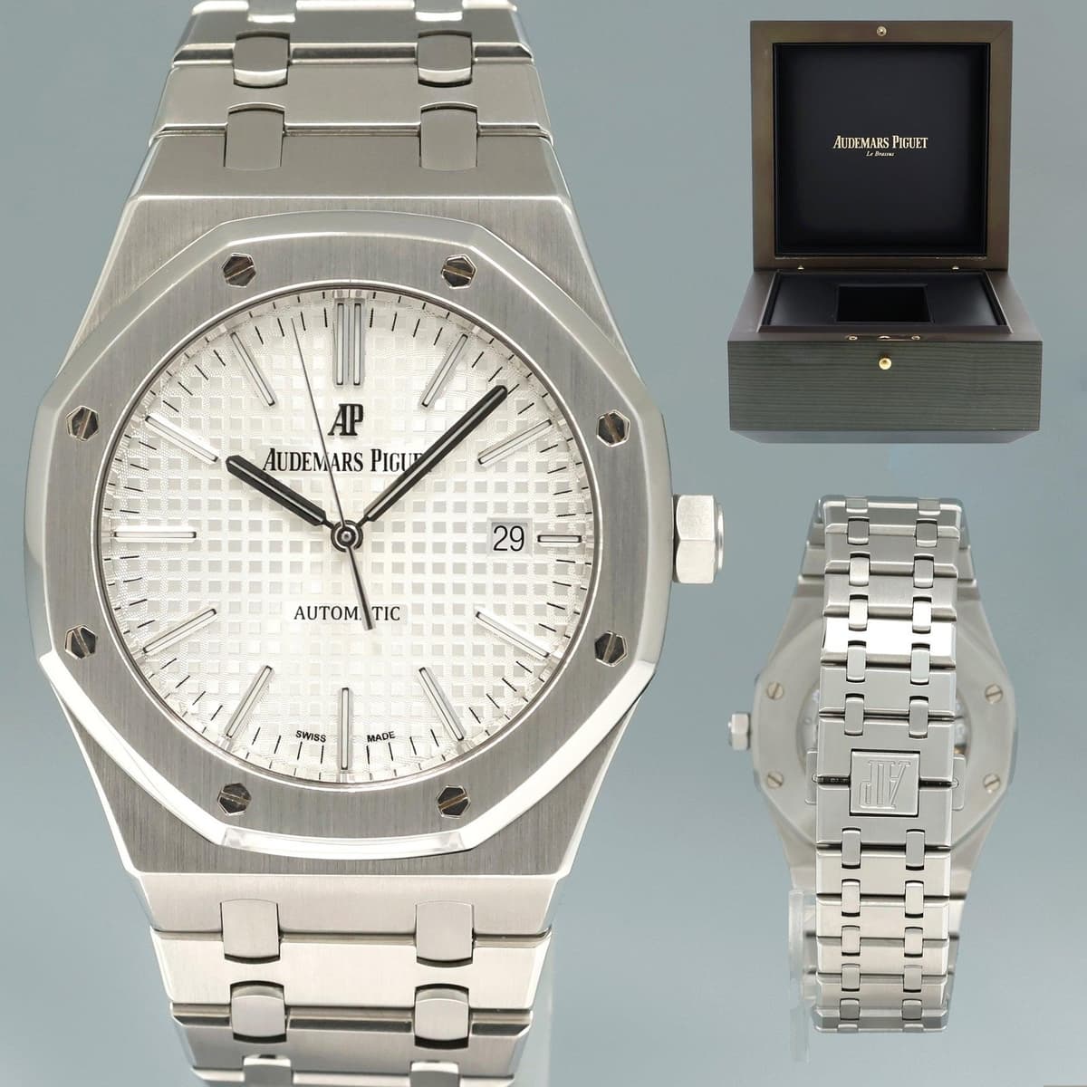 Serviced in 2026 Audemars Piguet Royal Oak 41mm Steel 15400ST White Watch Box