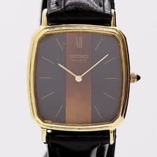 Seiko Dolce 6020-5430 Quartz Black Brown Dial Mens Working Dress Watch Japan