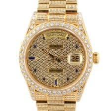 Rolex Day-Date 18038 President 18K Solid Yellow Gold Watch Diamond Loaded Watch