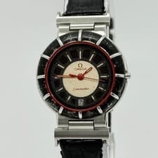 Omega Dynamic Ladies Quartz Watch Black Silver 29.5mm Vintage Used