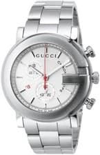GUCCI Watch 101M Silver Guilloche SS Chronograph YA101339 Mens F/S w/Tracking#