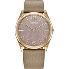 Citizen Eco-Drive Ladies Beige Leather Strap Stiletto Watch AR3123-00X