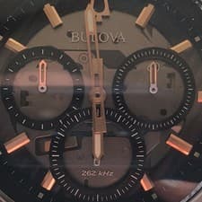 Bulova High Performance Quartz Chronograph Titanium Wristwatch Black Dial Rubbe…
