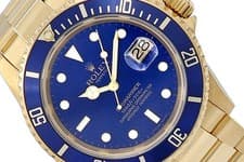 Rolex 40mm Submariner 18K Yellow Gold Watch 16618 Blue Dial w/ Paper Year 2007
