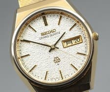 New Batt  [N MINT] SEIKO Grand Twin Quartz 9943-8020 Gold 36mm Kanji Men's Watch