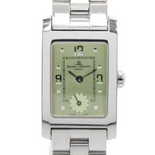 Baume & Mercier Hampton Small Second Watch Ladies Silver Khaki Green Stainles