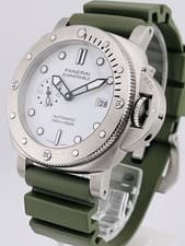 Panerai Submersible PAM01226 44mm Auto Steel Green Rubber Full Set Box UNIQUE!