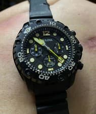 Bulova 98B243 Sea King Chronograph Rubber Strap 300m Men's Watch - Black