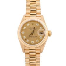 Rolex 69178 Lady-Datejust 26 mm Champagne Diamond Dial President Bracelet 1995