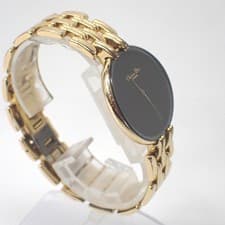 christian dior bagheera D47 154-2 Gold Black Dial 25mm Quartz  Ladies WATCH Auth