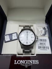 Longines Conquest V.H.P. 41mm Steel Ceramic Silver Dial Mens Watch L3.719.4.76.6