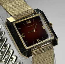 Vintage Longines 528 Red Dial 10K GF Rectangular Men's Manual Watch - WORKS