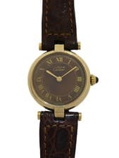 Cartier Must Vendome Vermeil SM nan 24mm Brown Dial Yellow Gold Box #T434