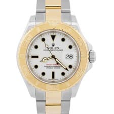 2006 PAPERS Rolex Yacht-Master WHITE Two-Tone 18K Gold 40mm Steel 16623 BOX