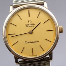 [EXC+5] Vintage OMEGA Constellation 33mm Gold Push Crown Men's Qz Watch JP U138