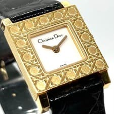 Working Dior Watch D60-150 Quartz Gold Bezel White Dial