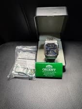 Orient Automatic Watch Blue Dial Octagonal Case Stainless Steel 21 Jewels