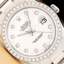 ROLEX MENS DATEJUST 16014 WHITE DIAMOND 18K GOLD STAINLESS STEEL OYSTER WATCH