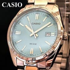 CASIO Mens Watch Tiffany Blue Dial Silver Stainless Quartz 38.5mm Box New