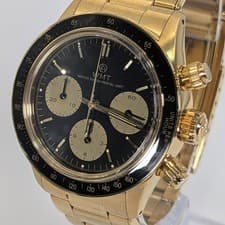 WMT Montana Gold Plated Black Dial Watch Chronograph SEIKO NE88 Drive Slowly