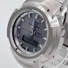 Casio AWM 500D G SHOCK Full Metal Watch Silver Solar Wave Ready to Use