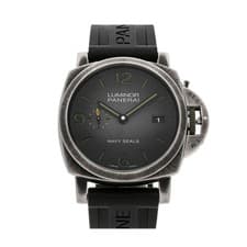 Panerai Luminor Marina Navy SEALs Brunito Steel Auto 44 Mens Watch Date PAM 1412