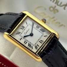 Cartier Vermeil Pre-Must Tank SM Manual Watch Vintage 20.5mm White Dial