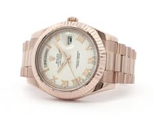 Rolex Day-Date II Cream Roman Dial 18kt Rose Gold 41MM Automatic 218235