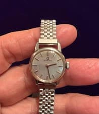 Omega Ladies Silver Manual Wind Watch, Mesh Band, Used