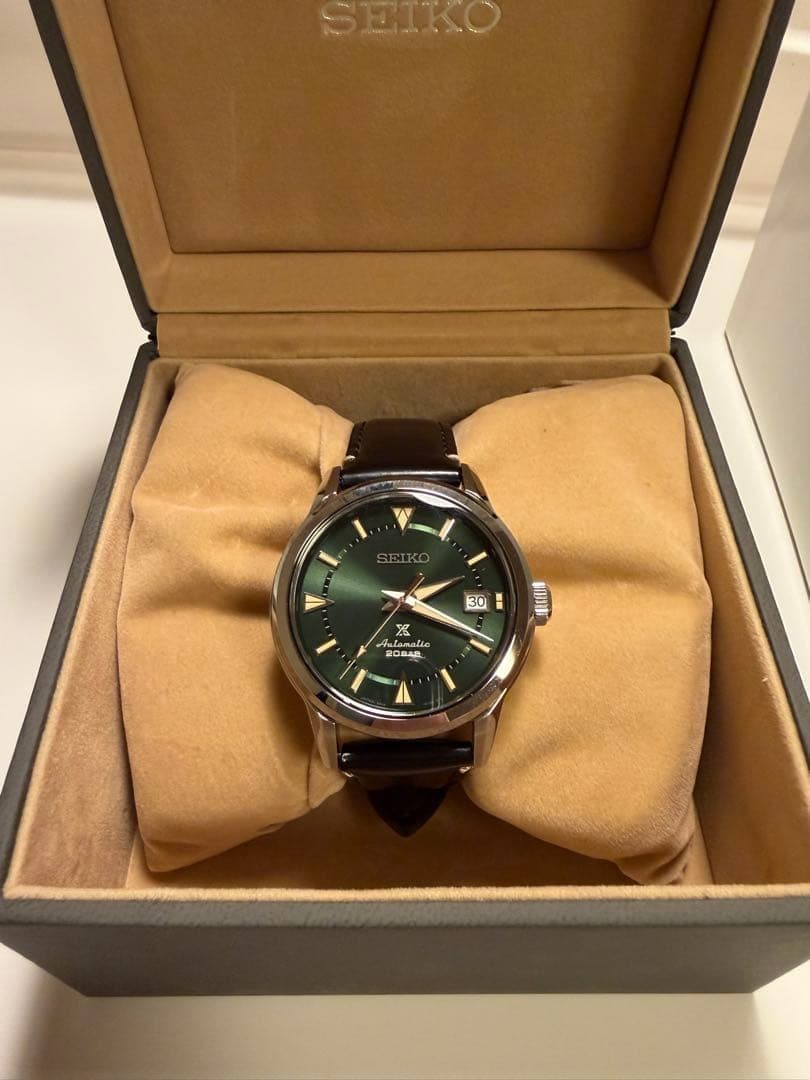 SEIKO SBDC149 Alpineist Prospex Watch 38mm Green Leather Black RARE Edition