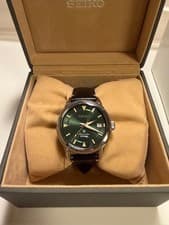 SEIKO SBDC149 Alpineist Prospex Watch 38mm Green Leather Black RARE Edition