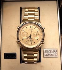 RARE SEIKO CHRONOGRAPH JAMES BOND 7A28-7029 JAPAN GOLD TONE MEN'S WATCH L00SA