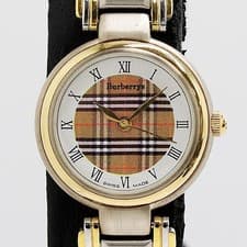 Used Good Condition Working with Box Burberry's 11500L QZ Nova Check Dial