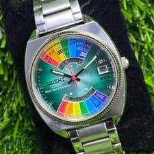 Rare Orient Multiyear EV04-C0 CA Automatic Green Rainbow Dial 2000s Watch Men