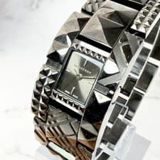 BURBERRY Watch Engraved Bracelet Geometric Square Black Authentic From Japan
