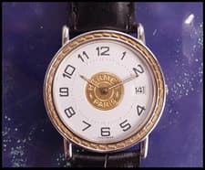 Hermes Watch Sellier Arabic new leather strap Quartz Overhauled Battery Replaced