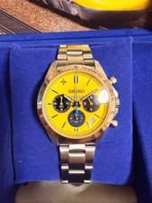 Seiko Doctor Yellow 20th Anniversary Chronograph Watch 20mm Tachymeter Used