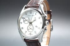 [Near MINT] Hamilton Jazzmaster H386120 Chronograph Silver Dial Qz Men`s Watch
